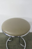 Beige Cushioned Stool, with Chrome Legs. - 2