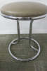 Beige Cushioned Stool, with Chrome Legs. - 3