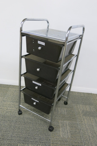 Chrome 4 Drawer Mobile Trolley.
