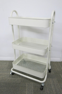 White 3 Tier Mobile Storage Trolley.