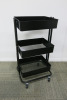 Black 3 Tier Mobile Storage Trolley.