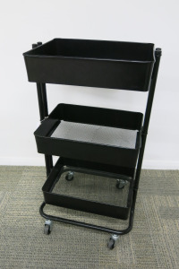 Black 3 Tier Mobile Storage Trolley.