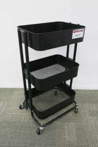 Black 3 Tier Mobile Storage Trolley.
