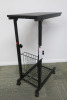 Height Adjustable Mobile Black Side Table, with Wooden Top & Mesh Storage. - 2