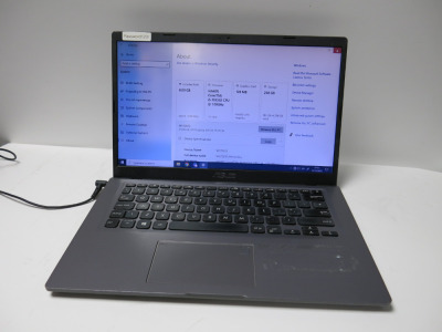 ASUS 14" Notebook PC, Model P1411CJ, Intel Core i5-1035G1, CPU @ 1.00 GHz, 8GB RAM, 238GB SSD Storage. NOTE: requires power supply.