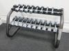 2 Tier Dumbbell Rack with 10 Pairs of Weights (No 2-10, missing 3)