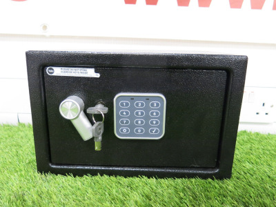 Yale Black Digital Safe with Key. Size H20 x W30 x D20cm.