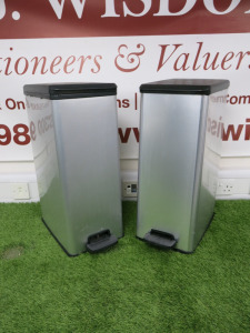 2 x Curver 40L Hands Free Silver Slim Bins.