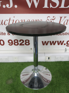 Height Adjustable Black & Chrome Circular Side Table. Size H70-90cm x D60cm.