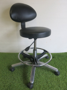 Black Faux Leather Height Adjustable Stool.