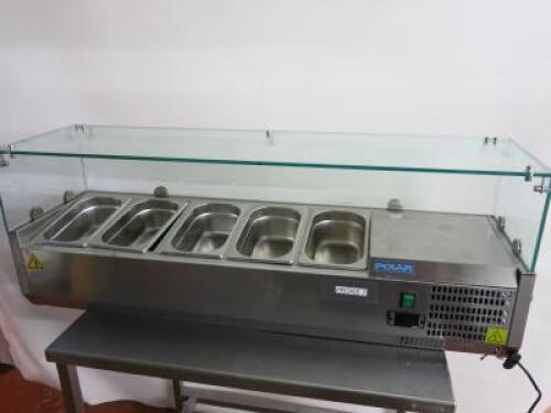 Polar Stainless Steel & Glass, Counter Top Servery & Prep Refridgetartor with Manual