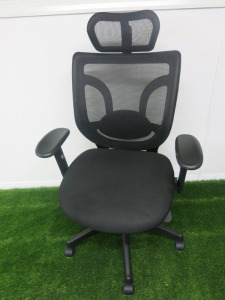 Black Mesh Adjustable Ergonomic Office Chair. NOTE: damage to arm.