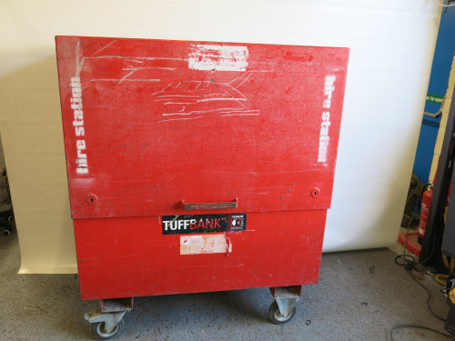 Armogard Tuffbank Heavy Duty Rolling Tool Chest or Site Security Box. Size H147 x W120 x D63cm. Locked no key.