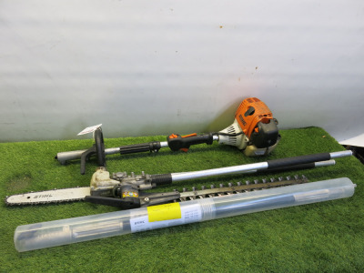 Stihl HT-KM Kombi System with Chainsaw, Hedge Trimmer & Extension Attachments.