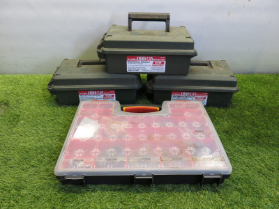 Assorted Lot of Chain Saw Accessories to Include: Carry Case Containing Chain Saw Parts, 3 x NTN Case Gard Carry Case Containing Quantity of Chain Saw Files & 7 x Assorted Sized Chain Saw Replacement Chains.