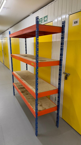 2 x Bays of Clarke CSR4550/50BO Blue & Orange Heavy Duty Boltless Shelving. Size H198 x W180 x D50CM , Shelf Max Load Capacity 500kg.