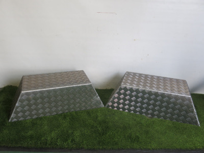 2 x Checker Plate Trailer Mud Guards. Size H30 x W90 x D33cm.