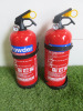 Pair of 2kg Powder Fire Extinguishers. Appear New/Unused.