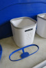 Lot of Coolsculpting Machine Attachment Equipment to Include: 16 x Attachment Protective Bonnets, 5 x Machine Attachment Holders, 3 x Slide-In Shelf for Machine Attachment Holders & Various Blue Machine Attachment Stands. NOTE: crates not included. - 2