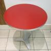 Restaurant Furniture to Include: 34 x Round Wood Topped Tables in Red with Silver Trim & Grey Metal Pedestal Base (Size D60cm x H75cm), 9 x Square Wood Topped Table in Red on Grey Metal Base, (NOTE: all side trims are missing) (Size W50cm x D50cm x H75cm) - 22