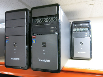 5 x ZooStorm Windows 7 Home Premium PC's. HDD's Removed For Spares or Repair.