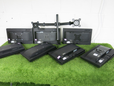 14 x Acer 20" LCD Monitor, Model V206HQL. Comes with 7 x Dual Arm Desk Monitor Mount.