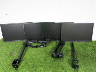 4 x LG 22" LCD Monitor, Model 22M37A. Comes with 2 x Dual Arm Desk Monitor Mount. NOTE: requires power supplies.