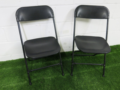 2 x Black Plastic Folding Chairs.
