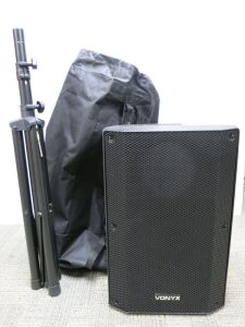 Vonyx VSA12BT Bi-Amplifier Active Speaker, with Tripod & Soundsak Carry Bag.