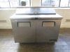 True Stainless Steel 2 Door Refrigerated Prep Counter, Model TSSU-48-12, Size H110 x W123 x D77cm. Comes with 6 x 1/3 GN Containers