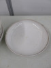9 x White Ceramic Stone Design Shallow Bowls. Size Diameter 22cm. - 3