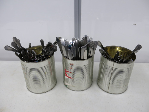 Large Lot of Assorted Cutlery to Include: 93 x Knives & 110 x Forks.