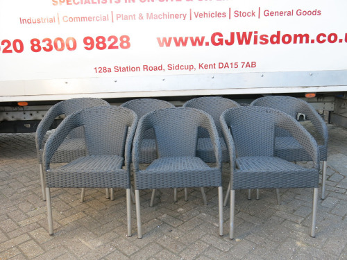 8 x Charcoal Grey Wicker Wraparound Bistro Chairs.