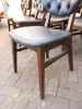 26 x Stained Wood Framed Chairs with Charcoal Grey Faux Leather Seats. - 4