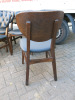 26 x Stained Wood Framed Chairs with Charcoal Grey Faux Leather Seats. - 5