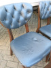 26 x Stained Wood Framed Chairs with Charcoal Grey Faux Leather Seats. - 6