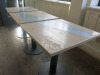 7 x Assorted Sized Marble Top Dining Tables to Include: 3 x Rectangular with Twin Metal Pedestal Legs, Size H75 x W120 x D70cm, 2 x Square with Single Metal Pedestal Legs, Size H75 x W70 x D70cm & 2 x Round Dia 75cm x Dia 120 & 90cm. - 2