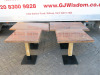 10 x Heavy Duty Glossed Wooden Top Tables with Black Metal Base. Sizes to Include: 6 x H77 x W110 x D70cm & 4 x H75 x W70 x D70cm.