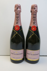 2 x Bottles of Moet & Chandon Rose Imperial Champagne, 750ml.