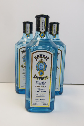 3 x Bottles of Bombay Sapphire Distilled London Dry Gin, 70cl.
