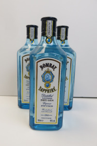 3 x Bottles of Bombay Sapphire Distilled London Dry Gin, 70cl.