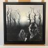 Chris Gollon (1953-2017) Man in Dark Woods, Acrylic on Canvas 2002, Signed. Size 16 x 16in - 2