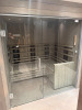 Harvia Fitted Sauna Unit with L Shape Seat Glass Door & Front. Size Approx 190 x 150 x H210cm. Located in Men's Changing Rooms. NOTE: Located on-site Kensington High Street, requires collection by appointment only. The buyer will be required to lodge &pound;100