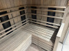 Harvia Fitted Sauna Unit with L Shape Seat Glass Door & Front. Size Approx 190 x 150 x H210cm. Located in Men's Changing Rooms. NOTE: Located on-site Kensington High Street, requires collection by appointment only. The buyer will be required to lodge &pound;100 - 2