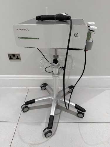 Storz Medical Masterpuls MP50 Ultra, Shockwave Therapy Unit on Trolley with Attachment.
