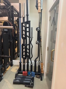 Watson 6 Bar Rack with 7 x Assorted Bars (Rogue/Watson & Other). Comes with Assorted Grips, Cushion Etc (As Pictured/Viewed).