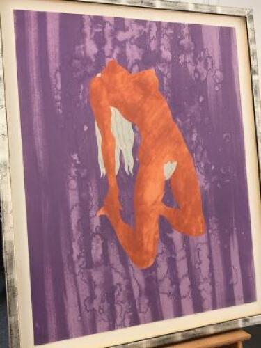 Edward Piper (1938-1990) 'Nude 6 Brown & Purple', Signed, Glazed & Framed Coloured Lithograph, Limited Edition 67/70 with Messum's Label. Size 27 x 22in