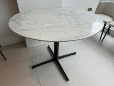 Camerich Vary 12, Carrera Marble Dining Table. Size Dia 100cm.