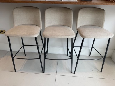 Set of 3 x Camerich Ballet Stools on Black Metal Base in Colour Morgan 02.