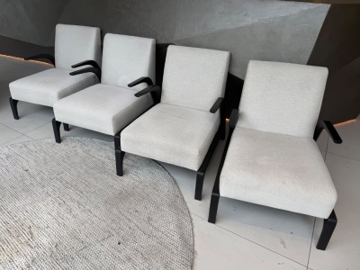 Set of 4 x Camerich Venus-01, Black Walnut Framed Lounge Chairs in Colour Morgan 02.